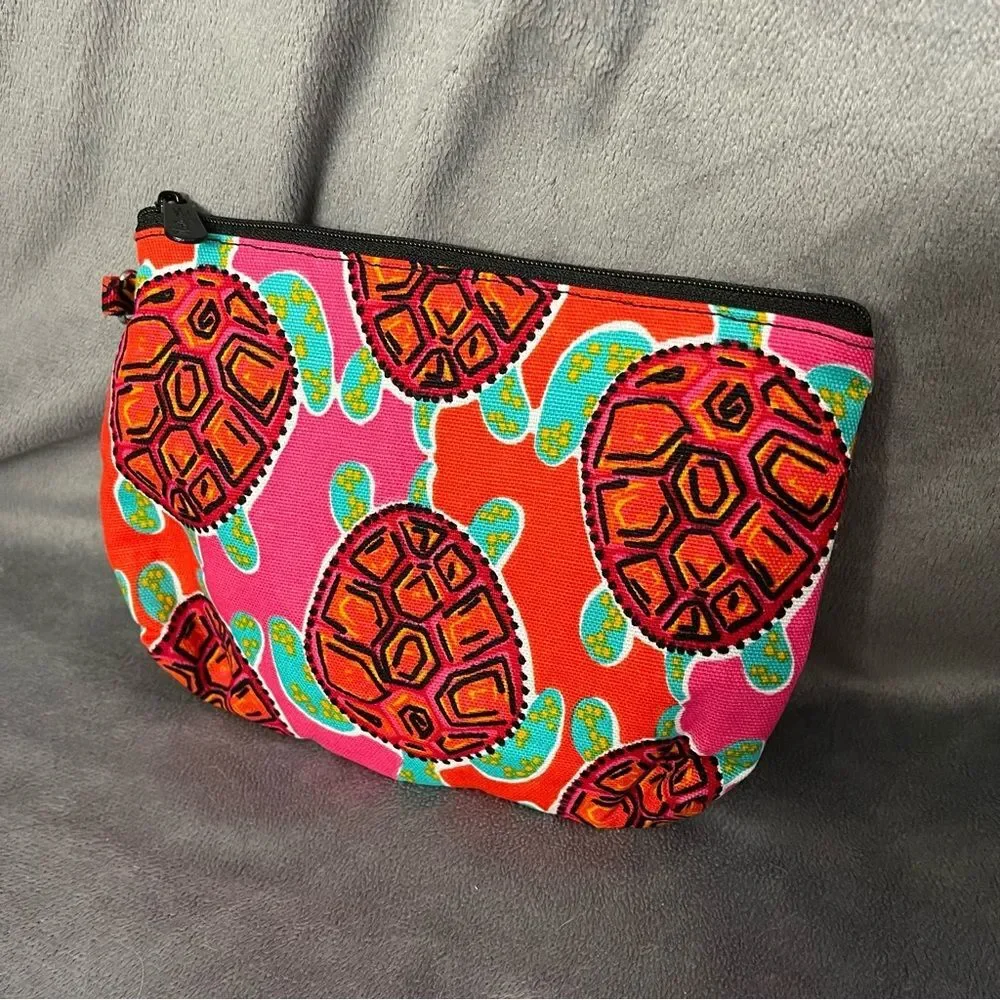 Thirty-One Mini Zipper Pouch in Colorful Sea Turtle Tango Pattern